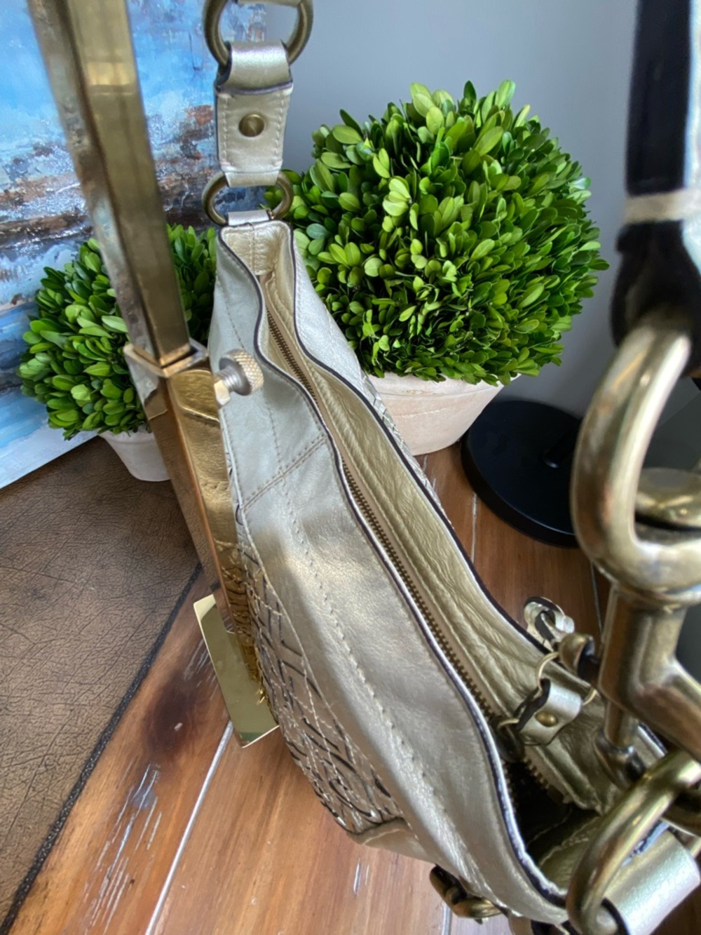 Coach Gold Woven Zoe Buckle Shoulder Bag - Picture 11 of 17